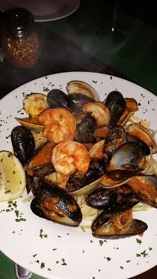 Seafood linguine with shrimp mussels and clams at Michael's Trattoria Wallingford CT